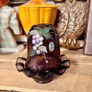 Vintage Fenton Art Glass Vision on Aubergine Amethyst Fairy Light Lamp 2006 5980